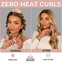 Lily England Heatless Hair Curler 6Piece No Heat Curls Overnight Set Includes A Detangler Brush Scrunchies Claw Clip Comb