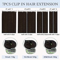 Clip In Hair Extensions Real Human Hair Doores Dark Brown 18 Inch 120G 34Pcs Hair Extensions Clip Ins Extensions Human Hair Na