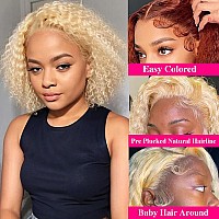 Legendhair Blonde Bob Wig Human Hair 613 13X4 Lace Front Wig Human Hair Short Curly Bob Wigs For Black Woman Human Hair 613 Fron