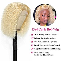 Legendhair Blonde Bob Wig Human Hair 613 13X4 Lace Front Wig Human Hair Short Curly Bob Wigs For Black Woman Human Hair 613 Fron