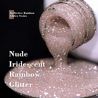 Rarjsm Reflective Rainbow Glitter Gel Nail Polish Nude Gray Brown Sheer Jelly Gel Polish Flash Diamond Sparkle Silver Shimmer Pi