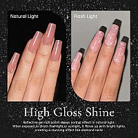 Rarjsm Reflective Glitter Gel Nail Polish Nude Tea Rose Pink Sheer Jelly Gel Polish Flash Diamond Sparkle Rainbow Silver Shimmer