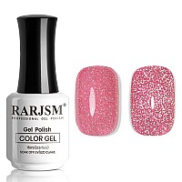 Rarjsm Nude Reflective Glitter Gel Nail Polish Rose Pink Sheer Jelly Gel Polish Flash Diamond Sparkle Rainbow Silver Shimmer Pig