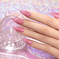 Rarjsm Nude Reflective Glitter Gel Nail Polish Rose Pink Sheer Jelly Gel Polish Flash Diamond Sparkle Rainbow Silver Shimmer Pig