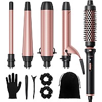 Wavytalk 5 in 1 Curling Iron,Curling Wand Set with Thermal Brush and 4 Interchangeable Ceramic Curling Wand(0.5??1.5