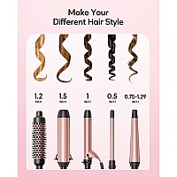 Wavytalk 5 in 1 Curling Iron,Curling Wand Set with Thermal Brush and 4 Interchangeable Ceramic Curling Wand(0.5??1.5