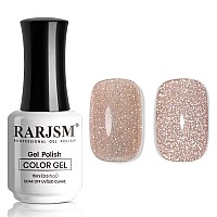 Rarjsm Reflective Glitter Gel Nail Polish Nude Light Brown Pink Sheer Jelly Gel Polish Flash Diamond Sparkle Rainbow Silver Shim