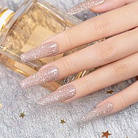 Rarjsm Reflective Glitter Gel Nail Polish Nude Light Brown Pink Sheer Jelly Gel Polish Flash Diamond Sparkle Rainbow Silver Shim