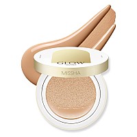 Missha Glow Cushion No25 Warm Beige For Natural Skin Radiant Moisturizing Skin With Buildable Coverage