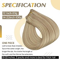 Full Shine Weft Hair Extensions Human Hair 18 Inch Invisible Sew In Hair Extensions Human Hair For Women Caramel Blonde Mix Plat