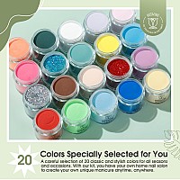 Rosalind 29Pcs Dip Nails Powder Starter Kit 20 Colors Dip Powder Nail Kit Red Green Orange Glitter Series Nail Dip Powder Color