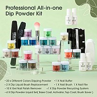 Rosalind 29Pcs Dip Nails Powder Starter Kit 20 Colors Dip Powder Nail Kit Red Green Orange Glitter Series Nail Dip Powder Color