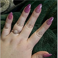 Press On Nails Short Almond Showmore Glitter Pink Purple Ombre Fake Nails Medium Galaxy Glue On Nails False Nails In 12 Sizes 2