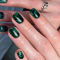 Fall Press On Nails Short Showmore Emerald Green Fake Nails Medium Square Dark Green Glue On Nails False Nails With Marble Desi