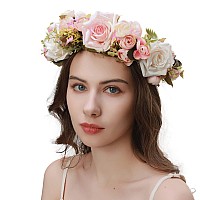 Ynimioaox Handmade Adjustable Flower Wreath Headband Halo Floral Crown Garland Headpiecepmx3099Pink Flower