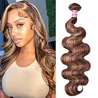 Unice Honey Blonde Highlight Body Wave Human Hair Weave 1 Bundle 18 Inch Brazilian Remy Hair Dark Root Ombre Blonde Human Hair