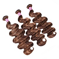 Unice Honey Blonde Highlight Body Wave Human Hair Weave 1 Bundle 18 Inch Brazilian Remy Hair Dark Root Ombre Blonde Human Hair