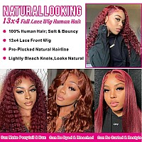 Aveiyce Reddish Brown Deep Wave Lace Front Wigs Human Hair Auburn Colored 13X4 Hd Transparent Lace Frontal Wig For Black Women 1