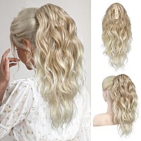 Flufymooz Ponytail Extension 18 Inch Claw Clip Ponytail Extension Wavy Curly Claw Clip In Ponytail Hair Extensions Natural Fa