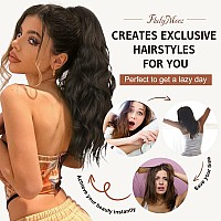 Flufymooz Ponytail Extension 18 Inch Claw Clip Ponytail Extension Wavy Curly Claw Clip In Ponytail Hair Extensions Natural Fa