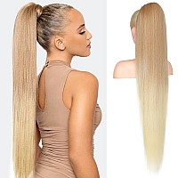 Flufymooz Ponytail Extension 36 Inch Long Straight Drawstring Ponytail Synthetic Hairpieces Fake Pony Tails Natural Soft Clip I