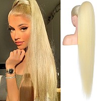 Flufymooz Ponytail Extension 36 Inch Long Straight Drawstring Ponytail Synthetic Hairpieces Fake Pony Tails Natural Soft Clip I