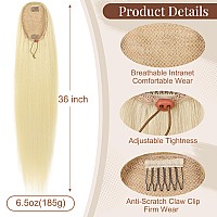 Flufymooz Ponytail Extension 36 Inch Long Straight Drawstring Ponytail Synthetic Hairpieces Fake Pony Tails Natural Soft Clip I