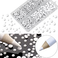 Ad Beads 4300 Pieces Flat Back Nail Art Rhinestones Round Beads 6 Sizes 265Mm With Storage Organizer Box Rhinestones Picking