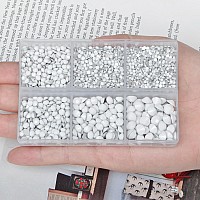 Ad Beads 4300 Pieces Flat Back Nail Art Rhinestones Round Beads 6 Sizes 265Mm With Storage Organizer Box Rhinestones Picking