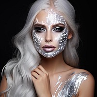 Ccbeauty Metallic Silver Face Paint Stick Cream Blendable Full Body Paint Stickssweatproof Hypoallergenic Waterproof Eye Black