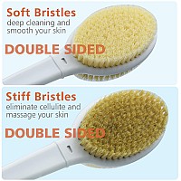 Shower Brush With Soft And Stiff Bristles175 Long Handle Dualsided Back Scrubber Bath Brush Body Exfoliator For Wet Or Dry B