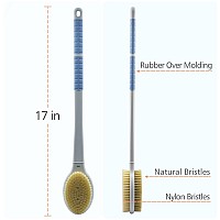 Shower Brush With Soft And Stiff Bristles175 Long Handle Dualsided Back Scrubber Bath Brush Body Exfoliator For Wet Or Dry B