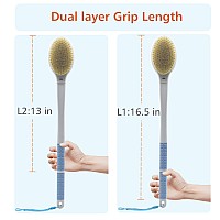 Shower Brush With Soft And Stiff Bristles175 Long Handle Dualsided Back Scrubber Bath Brush Body Exfoliator For Wet Or Dry B