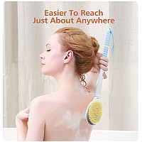 Shower Brush With Soft And Stiff Bristles175 Long Handle Dualsided Back Scrubber Bath Brush Body Exfoliator For Wet Or Dry B