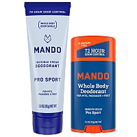 Mando Whole Body Deodorant Invisible Cream And Solid Formulas 72 Hour Odor Control Aluminum Baking Soda Free Skin Safe