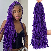 Leeven 24 Inch Pruple Soft Locs 3 Packs Distressed Faux Locs Crochet Hair For Women Pre Looped Natural Butterfly Locs Long Boho