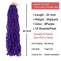 Leeven 24 Inch Pruple Soft Locs 3 Packs Distressed Faux Locs Crochet Hair For Women Pre Looped Natural Butterfly Locs Long Boho