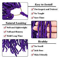 Leeven 24 Inch Pruple Soft Locs 3 Packs Distressed Faux Locs Crochet Hair For Women Pre Looped Natural Butterfly Locs Long Boho