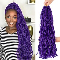 Leeven Purple Soft Locs 24 Inch 6 Packs Distressed Faux Locs Crochet Hair Pre Looped Natural Butterfly Locs Long Boho Goddess Lo