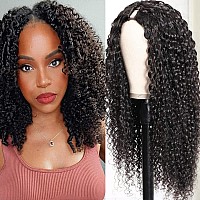 Ainmeys Curly V Part Wigs Brazilian Kinky Curly Human Hair Wigs For Black Women V Shape Wigs No Leave Out Lace Front Wigs Upgrad