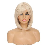 Nayoo Blonde Bob Wig With Bangs 12 Inch Short Blonde Wigs For Women Natural Look Blonde Wig With Bangs Super Soft Short Wigs