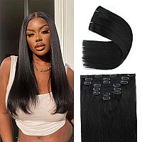 Clip In Hair Extensions Real Human Hair Clip In Hair Extensions Black Women 120G 100 Human Hair Clip In Hair Extensions 8Pcs Do