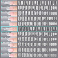 Gaoy Medium Stiletto Fake Nail Tips 360Pcs Matte Soft Gel X Nail Tips 15 Sizes Full Cover Acrylic False Press On Nails Tips N