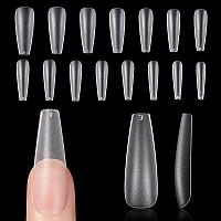 Gaoy Long Coffin Fake Nail Tips 360Pcs Matte Soft Gel X Nail Tips 15 Sizes Full Cover Acrylic False Press On Nails Tips Nail