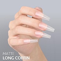 Gaoy Long Coffin Fake Nail Tips 360Pcs Matte Soft Gel X Nail Tips 15 Sizes Full Cover Acrylic False Press On Nails Tips Nail