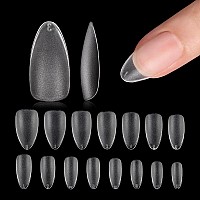 Gaoy Short Almond Fake Nail Tips 360Pcs Matte Soft Gel X Nail Tips 15 Sizes Full Cover Acrylic False Press On Nails Tips Nail