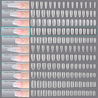 Gaoy Small Coffin Fake Nail Tips 360Pcs Matte Soft Gel X Nail Tips 15 Sizes Full Cover Acrylic False Press On Nails Tips Nail