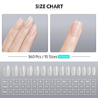 Gaoy Small Coffin Fake Nail Tips 360Pcs Matte Soft Gel X Nail Tips 15 Sizes Full Cover Acrylic False Press On Nails Tips Nail