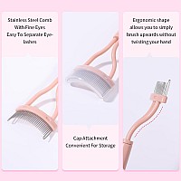 Docolor Eyelash Comb Eyelash Separator Mascara Applicator Eyelash Definer With Comb Cover Pink