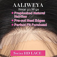 Aaliweya 5X5 Wear And Go Glueless Wigs Human Hair Pre Plucked Pre Cut 5X5 Hd Body Wave Lace Closure Wigs For Women 180 Density R